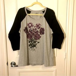 STYLE & CO. Top, Bejeweled, Grey/Black/Purple, Women’s Size 2X